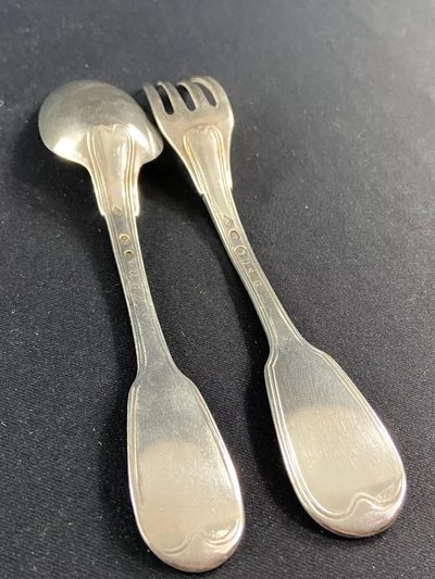 Louis XV silver flatware, fork, spoon, fillet, cock 1798-1809