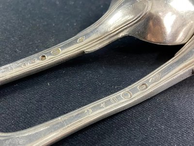 Louis XV silver flatware, fork, spoon, fillet, cock 1798-1809