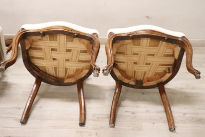 Dining Chairs in Carved Walnut, Mid-19th Century