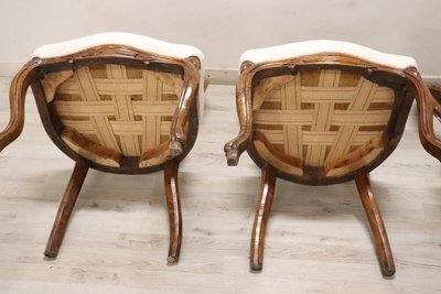 Dining Chairs in Carved Walnut, Mid-19th Century