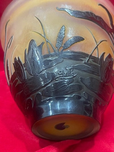 Coupe Vase Emile Gallé Décor Aux Nénuphars Art Nouveau Ecole De Nancy
