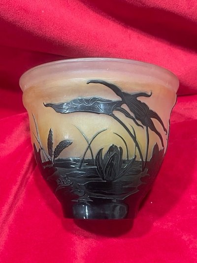 Coupe Vase Emile Gallé Décor Aux Nénuphars Art Nouveau Ecole De Nancy