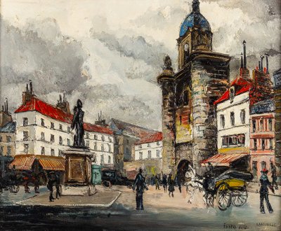 Franck Will (1900-1951) Place de la Grosse Horloge a La Rochelle olio su tela 1925-1930 ca.
