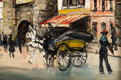 Franck Will (1900-1951) Place de la Grosse Horloge a La Rochelle olio su tela 1925-1930 ca.