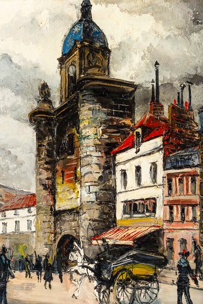Franck Will (1900-1951) Place de la Grosse Horloge a La Rochelle olio su tela 1925-1930 ca.