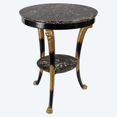 Black lacquered pedestal table decorated with eagle heads Consulat period (1799-1804)