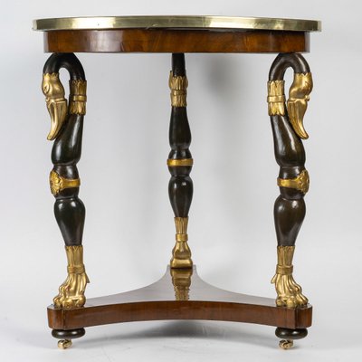 Guéridon en acajou à décor de Cygnes époque Restauration vers 1820-1830