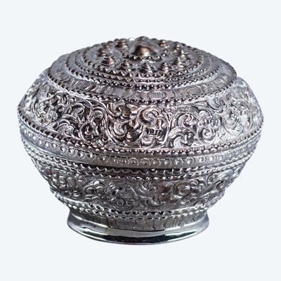 Scatola rotonda in argento betel lime Burma 60g