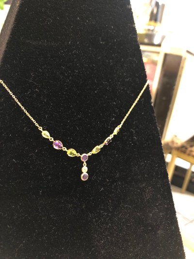 Collier Améthyste et péridots