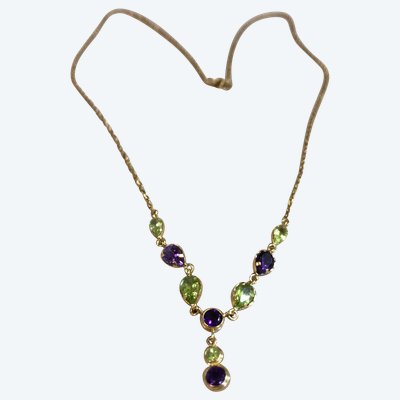 Collier Améthyste et péridots