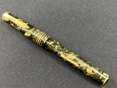 Stylo plume vintage 1940 marbré vert Unic Mondial
