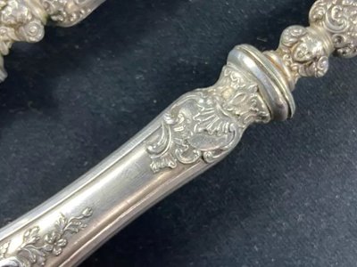 Regency silver salad set with cherubs' heads décor