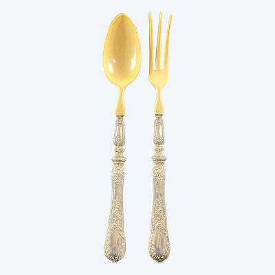 Regency silver salad set with cherubs' heads décor