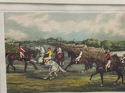 Englischer Stich 19. Jahrhundert Ready for a canter Reiten Pferderennen Pferderennen Pferd