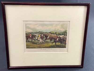 Englischer Stich 19. Jahrhundert Ready for a canter Reiten Pferderennen Pferderennen Pferd