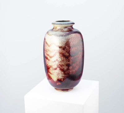 Vase en grès à couverte sang-de-bœuf - Michel Lanos