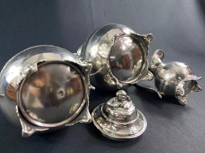 Tea set coffee pot milk jug sugar bowl silver plated Louis XVI