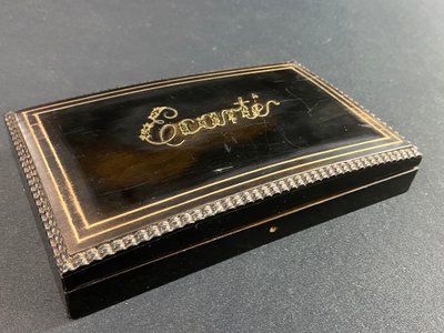 Scatola da gioco in palissandro laccato nero e ottone intarsiato Napoleone III