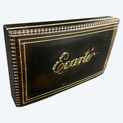 Scatola da gioco in palissandro laccato nero e ottone intarsiato Napoleone III
