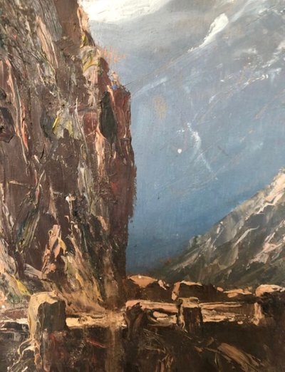 Oil on panel "Le Mont Cernin" 19th century