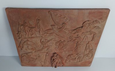 Pascal Boureille (1909-1999) Pannello Art Déco scolpito in terracotta