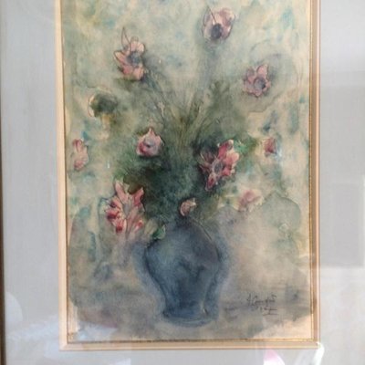 SUPERBE AQUARELLE SOUS VERRE SIGNÉE DE " A COUDERT " LE BOUQUET DE FLEURS "