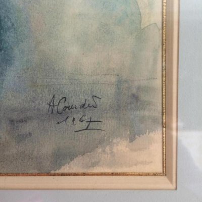 SUPERBE AQUARELLE SOUS VERRE SIGNÉE DE " A COUDERT " LE BOUQUET DE FLEURS "