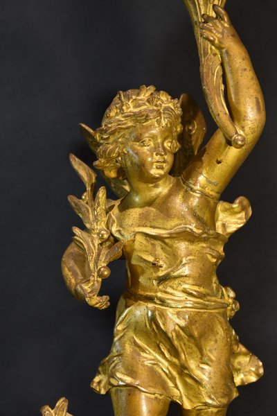 Paar Kerzenhalter Aus Bronze, Ernest Rancoulet (Bordeaux 1842 - 1905) Signatur