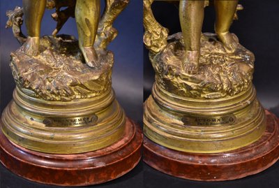 Paar Kerzenhalter Aus Bronze, Ernest Rancoulet (Bordeaux 1842 - 1905) Signatur