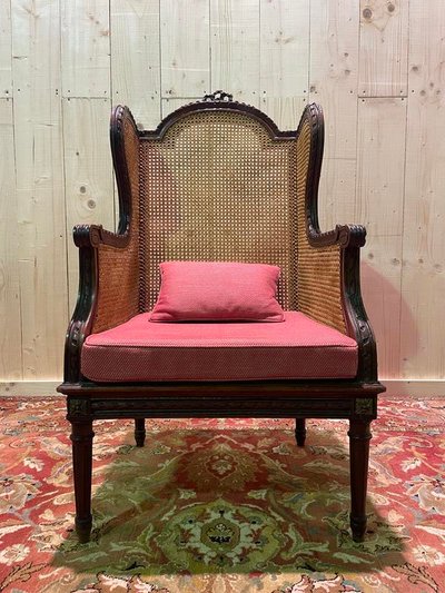 Bergère - Sessel im Louis XVI-Stil aus Rohrgeflecht
