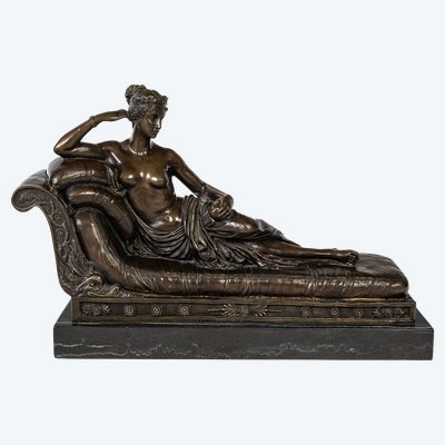 Dopo Antonio Canova (1757-1822) - Paolina Borghese detta Venere Vitrix in bronzo e marmo