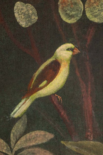 Bemaltes Leinwandbild mit Tieren vor einem exotischen Hintergrund. Zeitgenössisch. LS61291089I