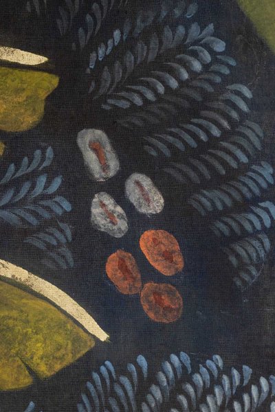 Painted canvas depicting a marmoset on a floral background. Contemporary. LS6132675Y