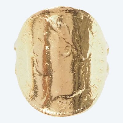 Bague pièce 20 francs Napoléon 1er en or jaune