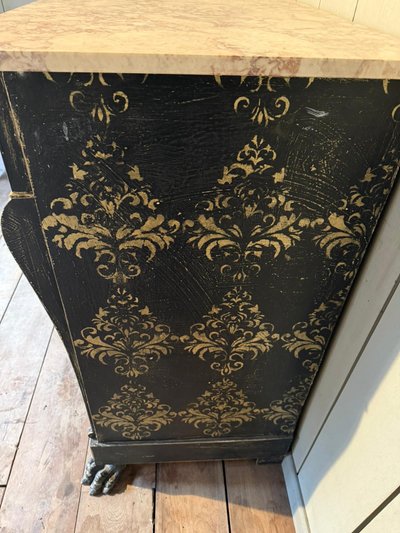 19th century Italian chest of drawers (view of Venice) repatinated with marble