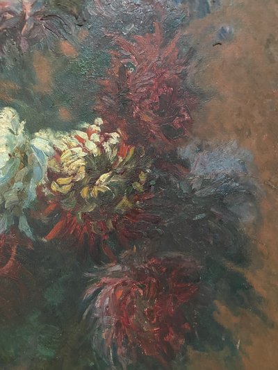 Huile sur toile Bouquet de fleurs par Jeanne Prin XXème siècle  