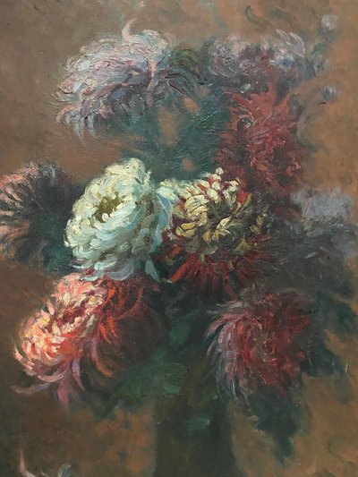 Huile sur toile Bouquet de fleurs par Jeanne Prin XXème siècle  