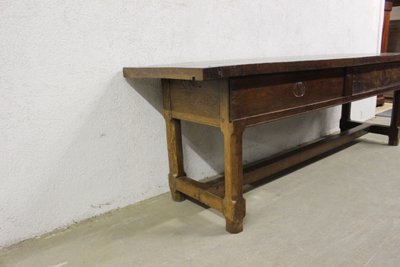 Tavolo o console da fattoria in rovere della fine del XVIII secolo