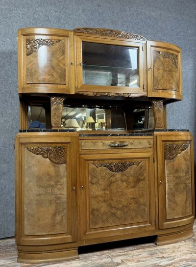 Art Deco walnut and burl double sideboard circa 1940