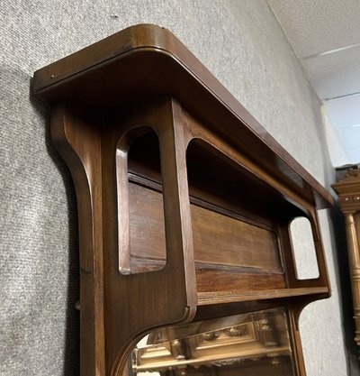 Specchio da corridoio in mogano Art Nouveau, 1900 circa