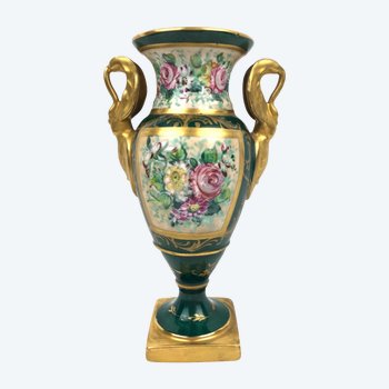 Small Empire style baluster vase, hand painted, late 19th century