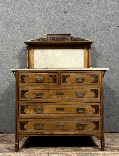 Im Geiste der Schule von Nancy: Schöne Jugendstil-Kommode aus Eiche um 1900
