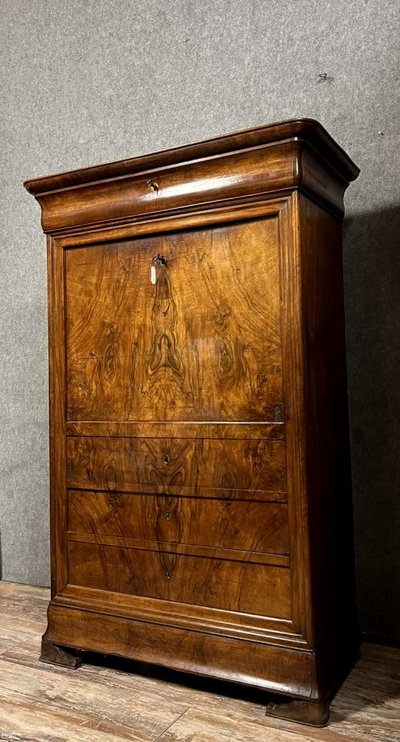 Scrivania a due cassetti in noce di epoca Luigi Filippo, 1830 ca.