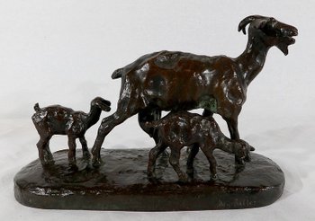  Bronzo "Capra e capretti" di A.Bitter - 1a parte del 20° secolo