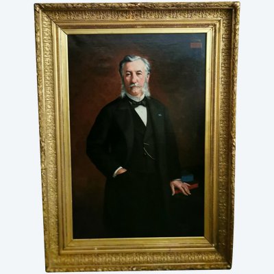Large Framed Oil On Canvas Character 1880