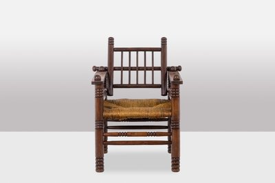 Charles Dudouyt. Brutalist style armchair in beech. 1960s.  LS6147609B