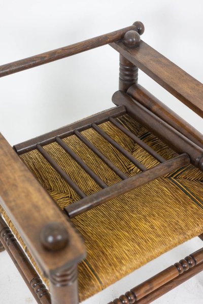 Charles Dudouyt. Brutalist style armchair in beech. 1960s.  LS6147609B