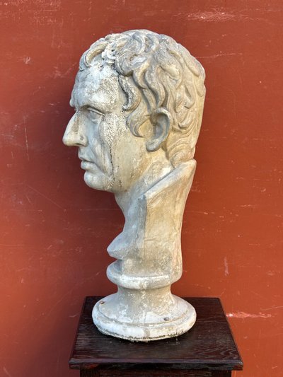 Grande Busto Di Stile Romano D'epoca - Fine XIX Secolo In Gesso H 63 Cm