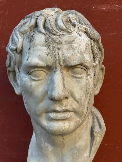 Grande Busto Di Stile Romano D'epoca - Fine XIX Secolo In Gesso H 63 Cm