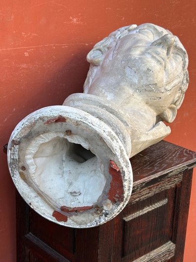 Grande Busto Di Stile Romano D'epoca - Fine XIX Secolo In Gesso H 63 Cm